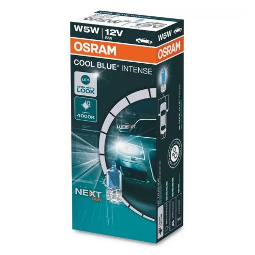 Osram 2825CBN-02B 12V 5W W5W W2.1x9.5d Cool Blue Intense (Next Gen) izzó,   Névleges feszültség: 12V  Névleges teljesítmény: 5W  Típus: W