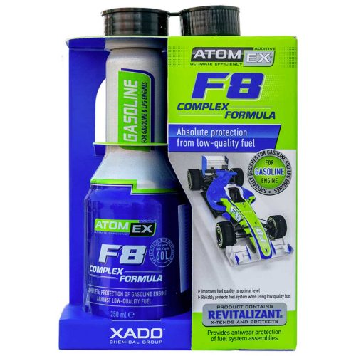 Xado 40313 Atomex F8 Complex Formula üzemanyag-adalék benzines motorokhoz, 250ml