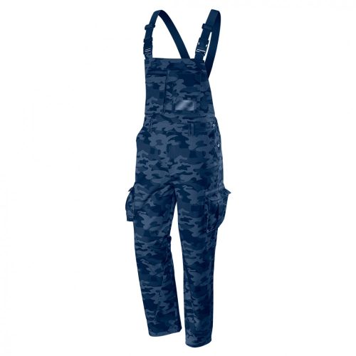 Kantáros munkanadrág tengerészkék terepmintás, Camo, Navy, 60% pamut + 40% poliészter,