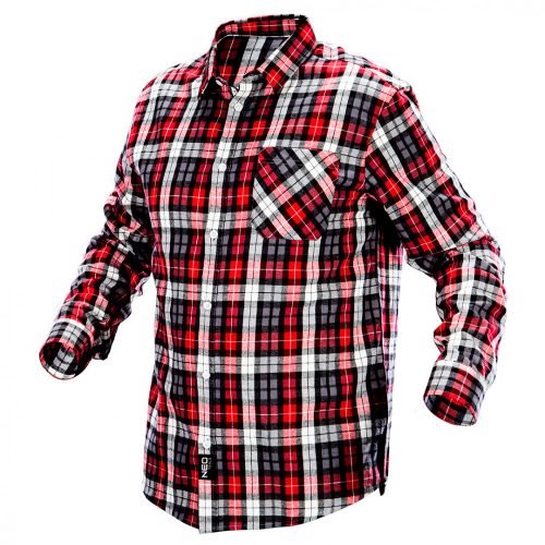 Flanel ing, piros-fekete-fehér, 100% pamut,XL