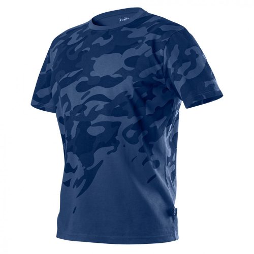 Póló, tengerészkék terepmintás, Camo, Navy 100% pamut,XL