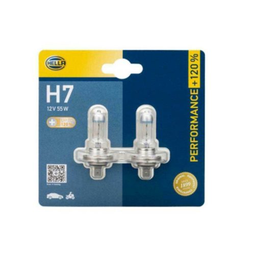 Hella 8GH 223 498-034 12V 55W H7 PX26 Performance +120% fényszóróizzó, 2db