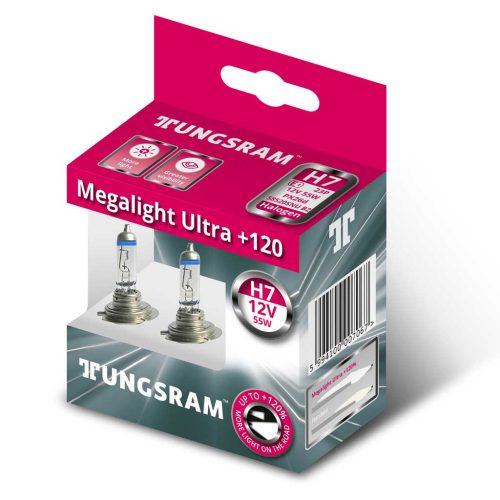 Tungsram 58520SNU 12V 55W H7 PX26d Megalight Ultra +120% fényszóróizzó, 2db