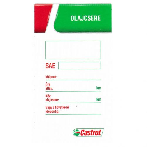 Castrol olajcsere címke, öntapadós